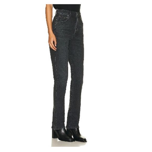 Agolde Freya High Rise Slim Button Fly‎ Jeans Size 27 Black Salt Wash - Picture 3 of 9